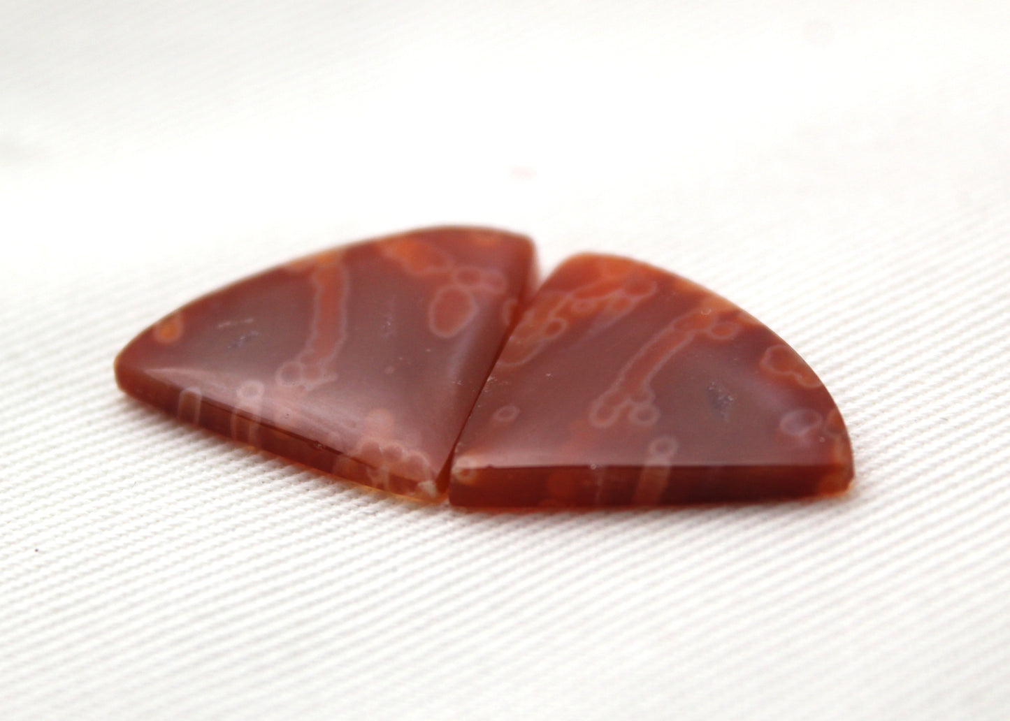 Tube Carnelian Cabochon Pair Transludent Red gemstone