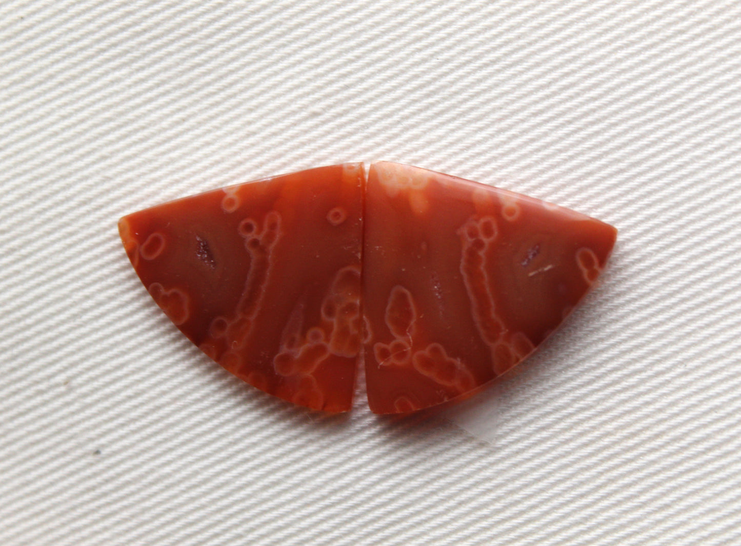 Tube Carnelian Cabochon Pair Transludent Red gemstone