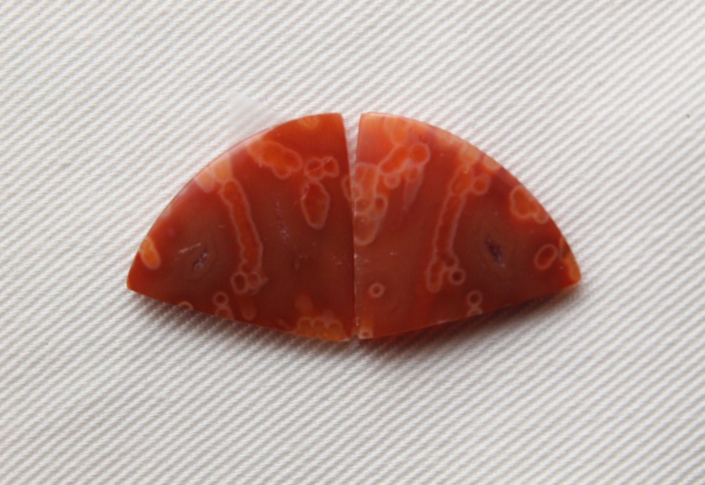 Tube Carnelian Cabochon Pair Transludent Red gemstone