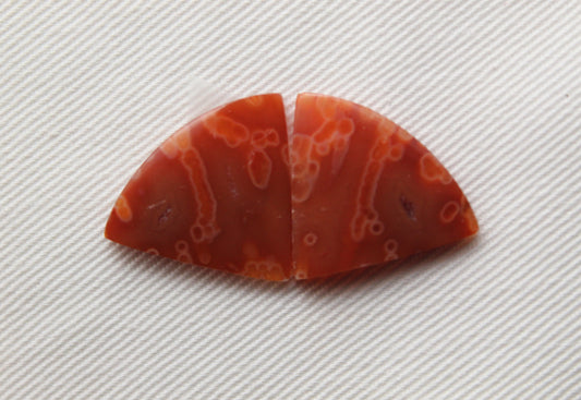 Tube Carnelian Cabochon Pair Transludent Red gemstone