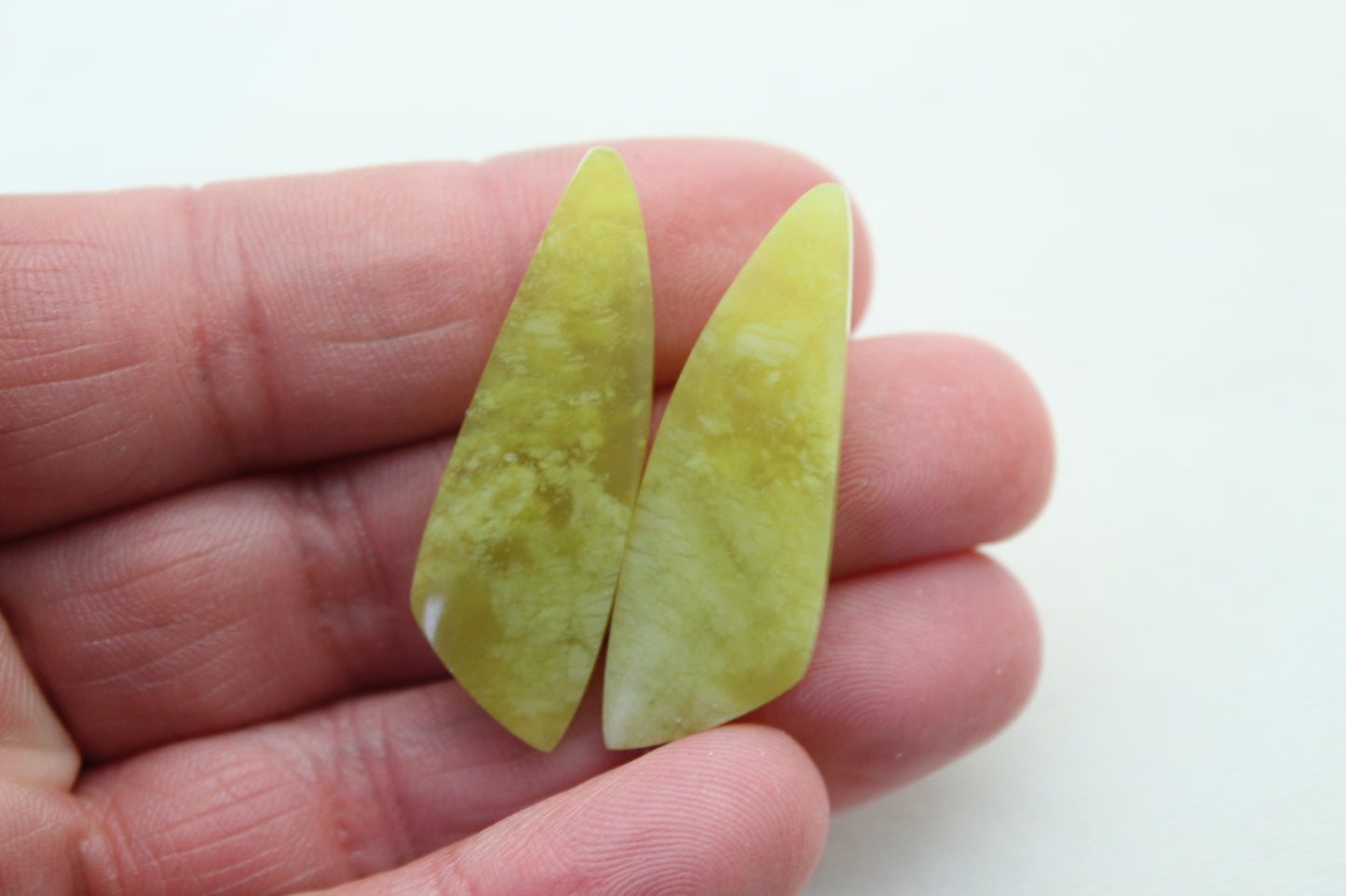 Vesuvianite Cabochon Pair Gemstone light green