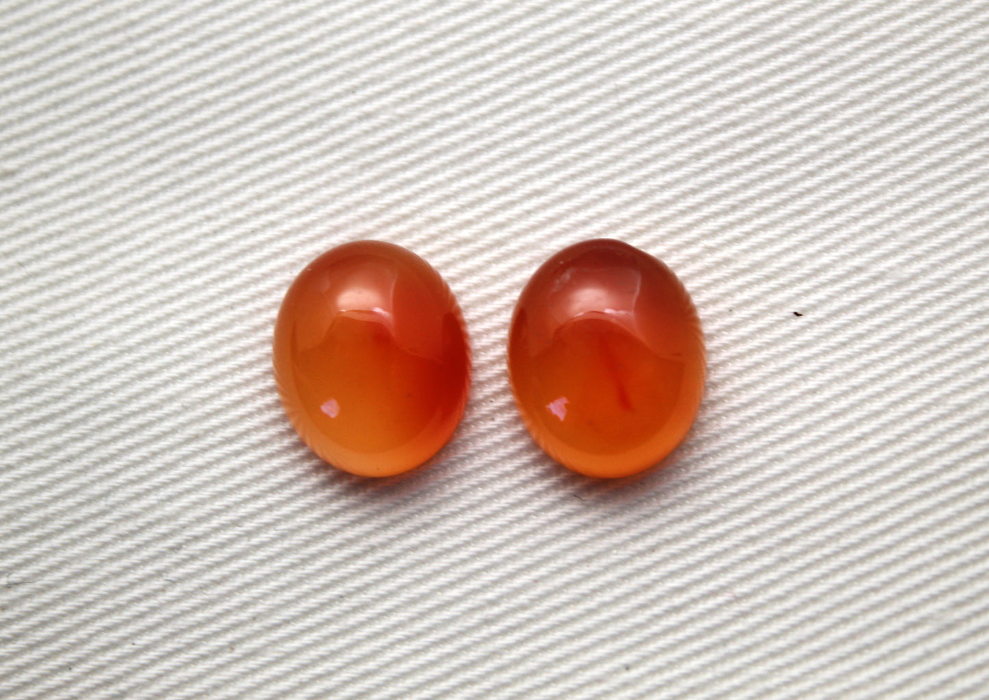 TWO Oval Carnelian Cabochons 10X12MM