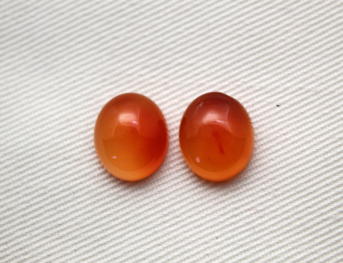 TWO Oval Carnelian Cabochons 10X12MM
