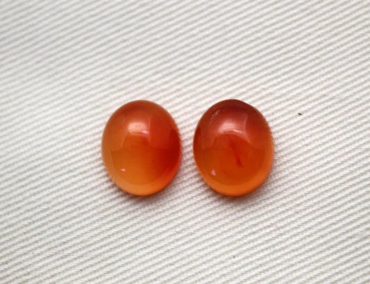 TWO Oval Carnelian Cabochons 10X12MM
