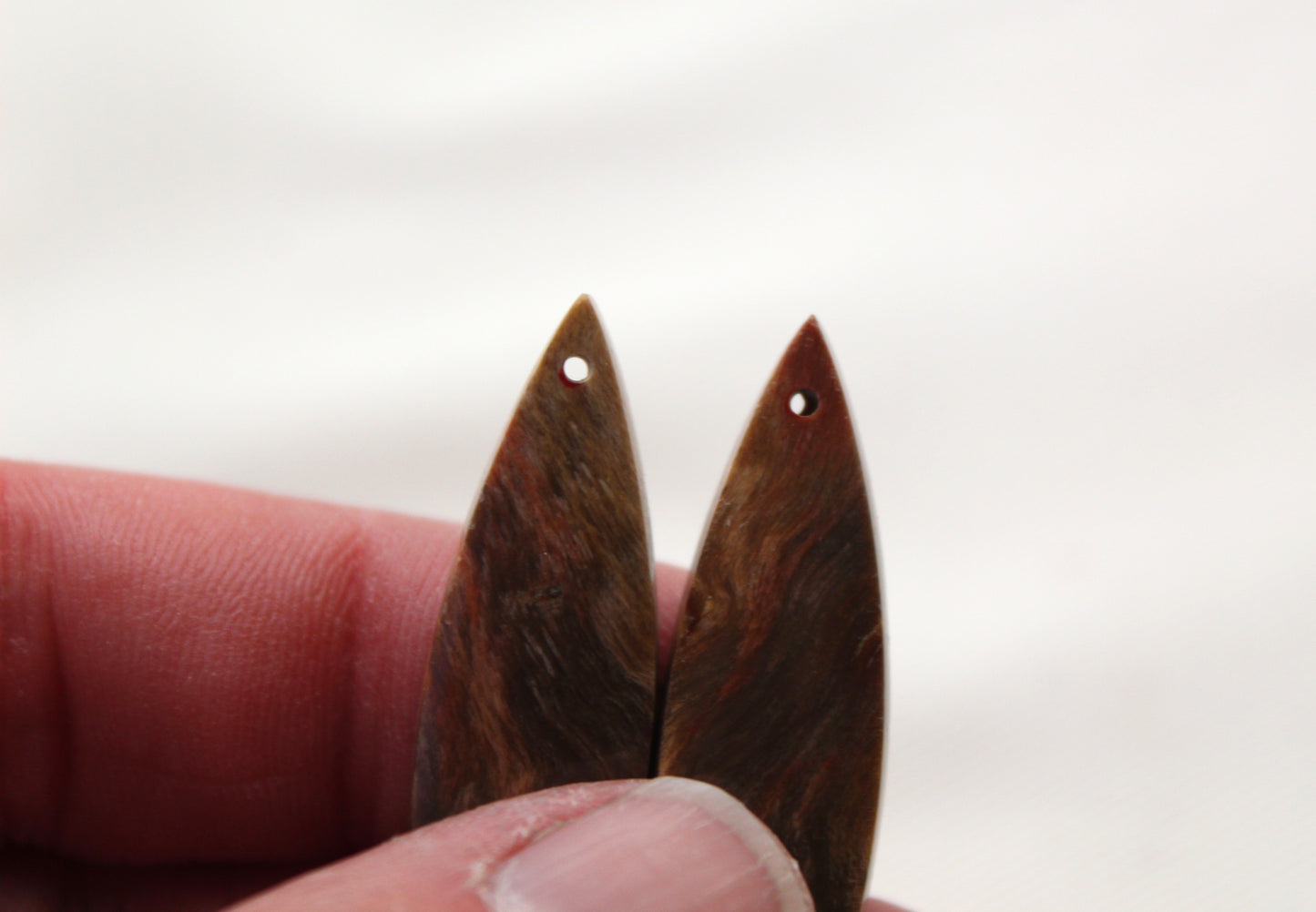 Nice pair of Petrified Wood Cabochons DRILLED