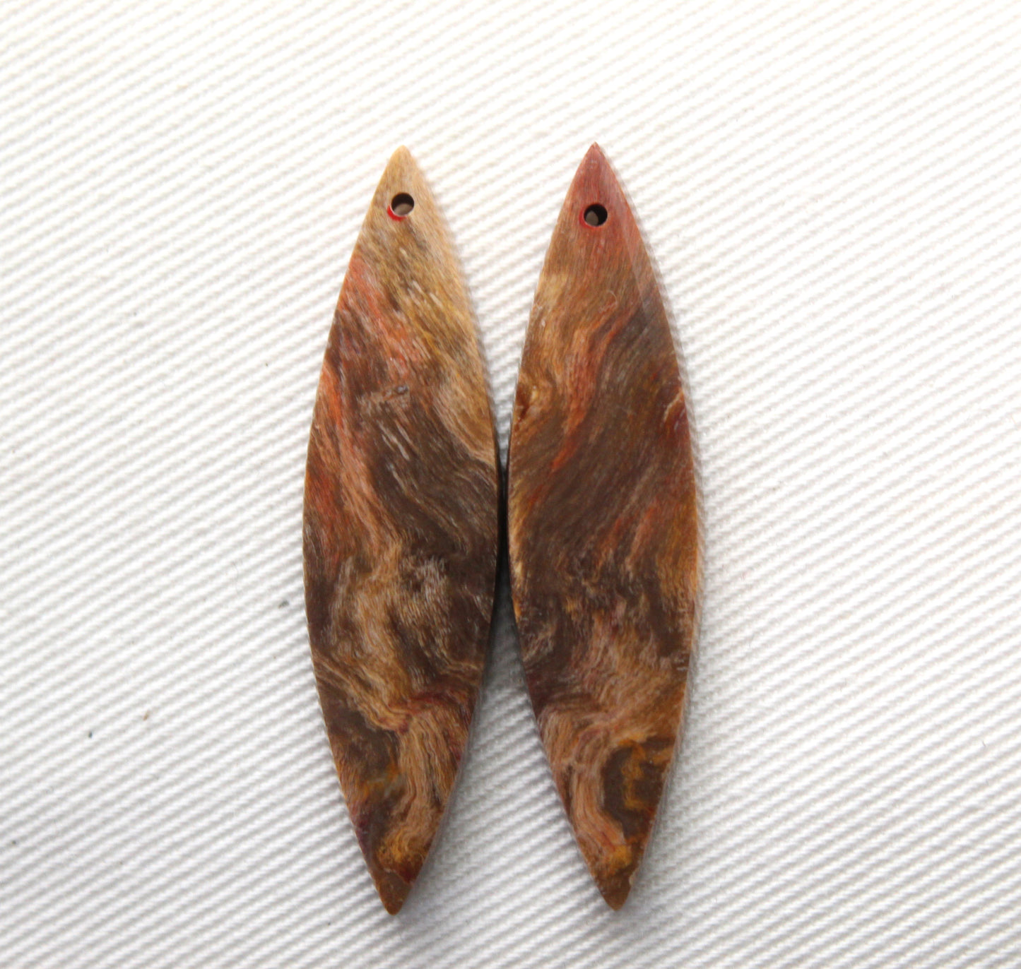 Nice pair of Petrified Wood Cabochons DRILLED