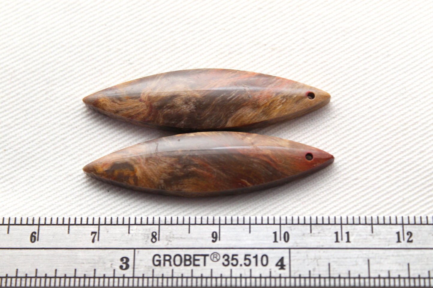 Nice pair of Petrified Wood Cabochons DRILLED