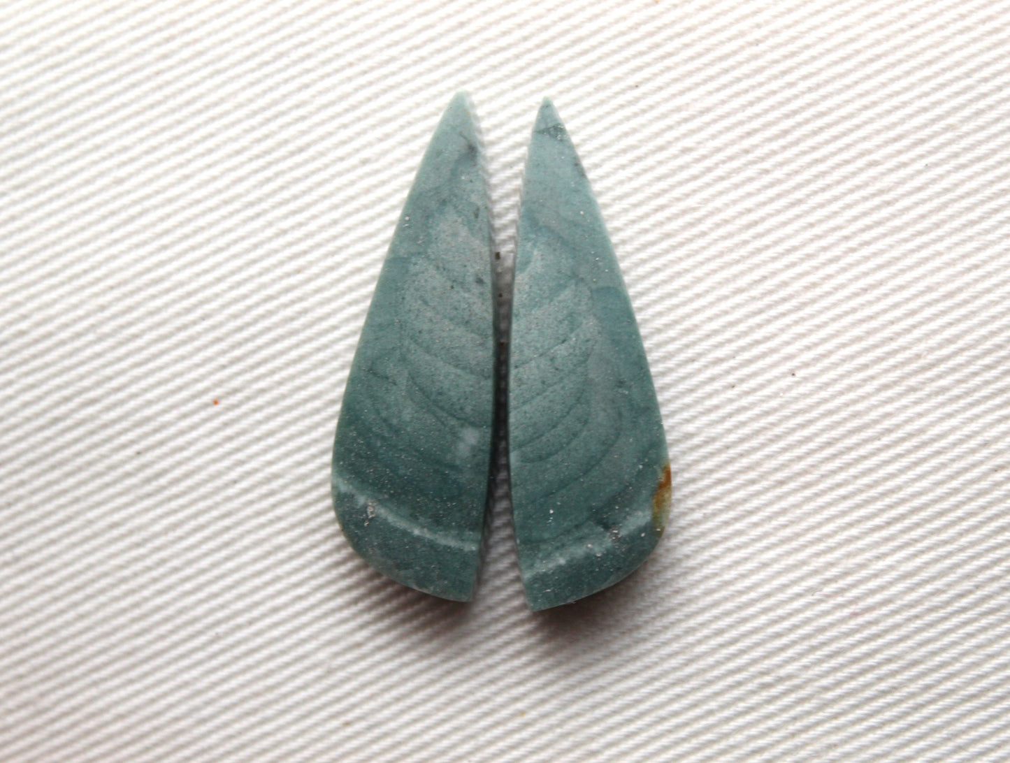 Pair of small Imperial green Jasper Cabochons