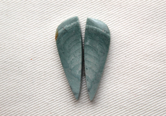 Pair of small Imperial green Jasper Cabochons