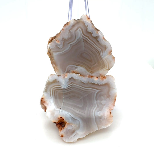 Small Natural Agate chunk banded white and grey