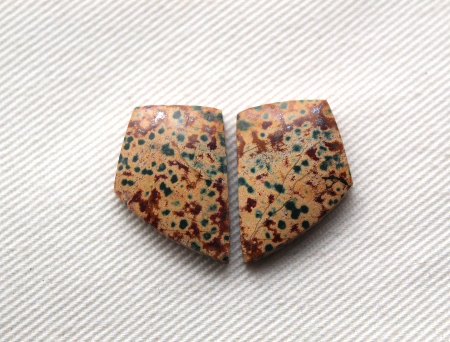 Small Morning Dew Jasper Cabochon Pair Gemstone Green