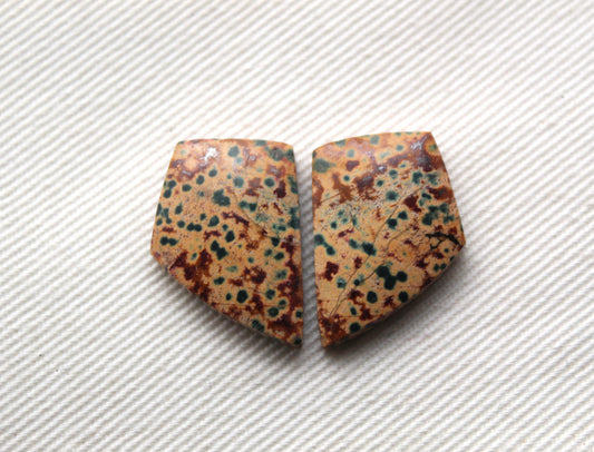 Small Morning Dew Jasper Cabochon Pair Gemstone Green
