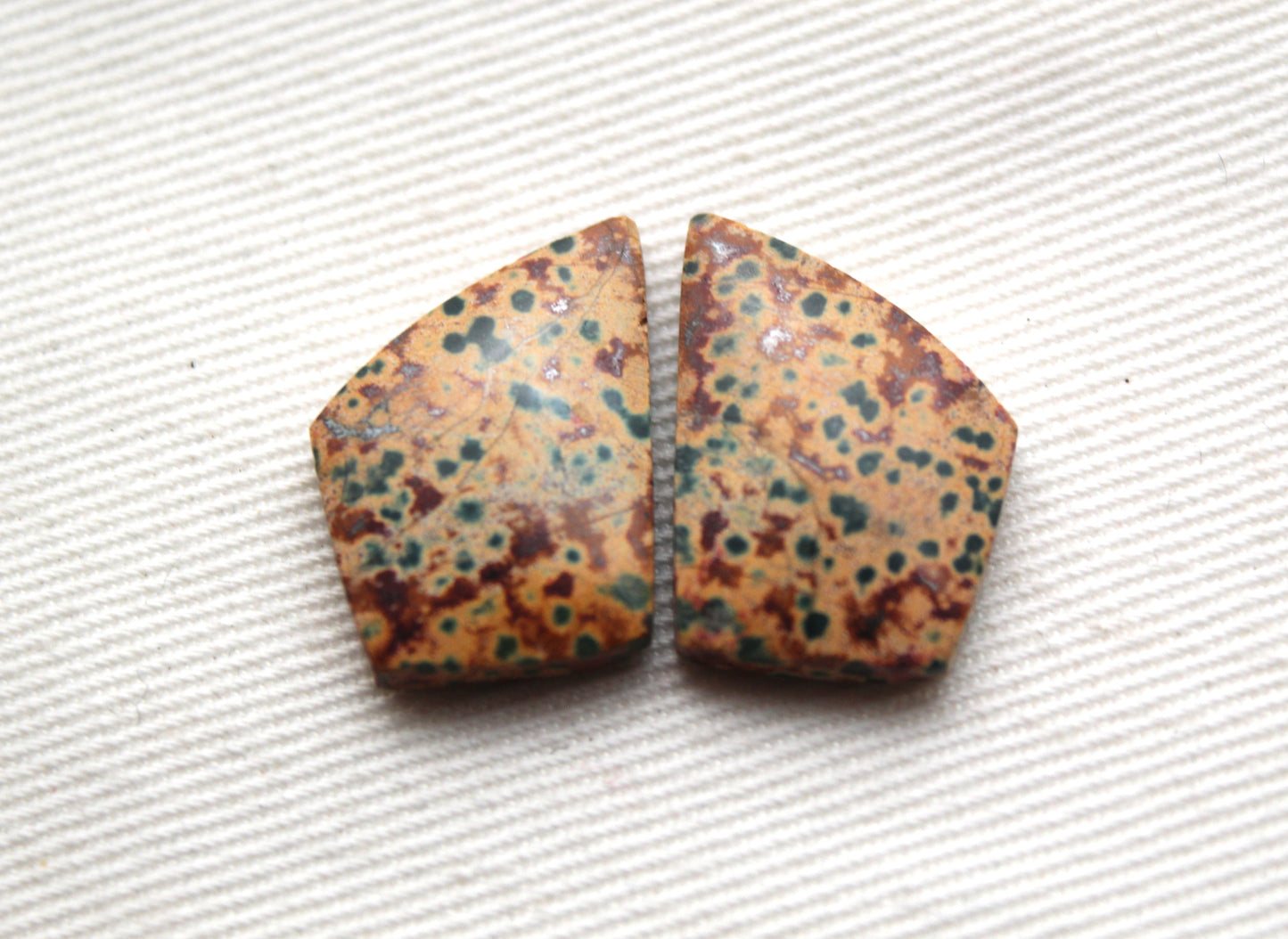 Small Morning Dew Jasper Cabochon Pair Gemstone Green