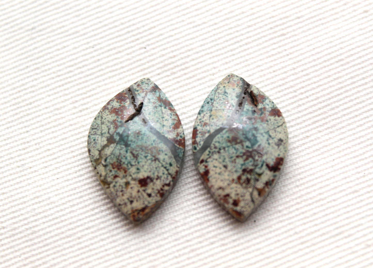 Small Morning Dew Jasper Cabochon Pair Gemstone Green