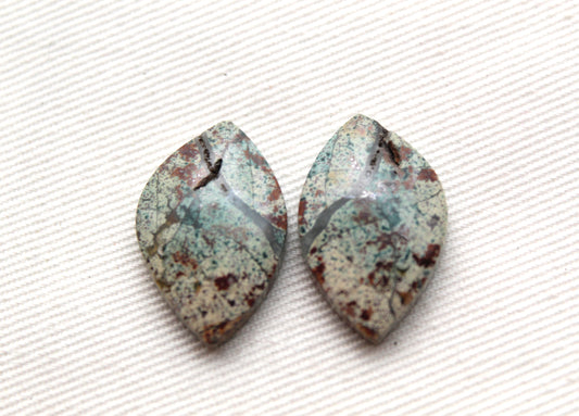 Small Morning Dew Jasper Cabochon Pair Gemstone Green