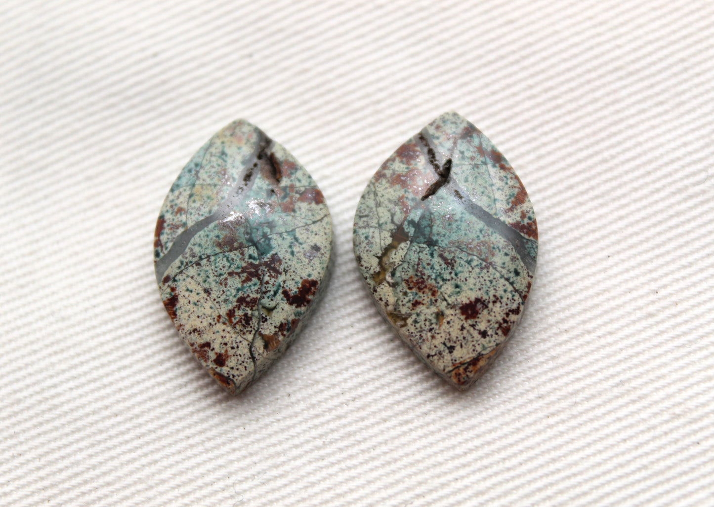 Small Morning Dew Jasper Cabochon Pair Gemstone Green