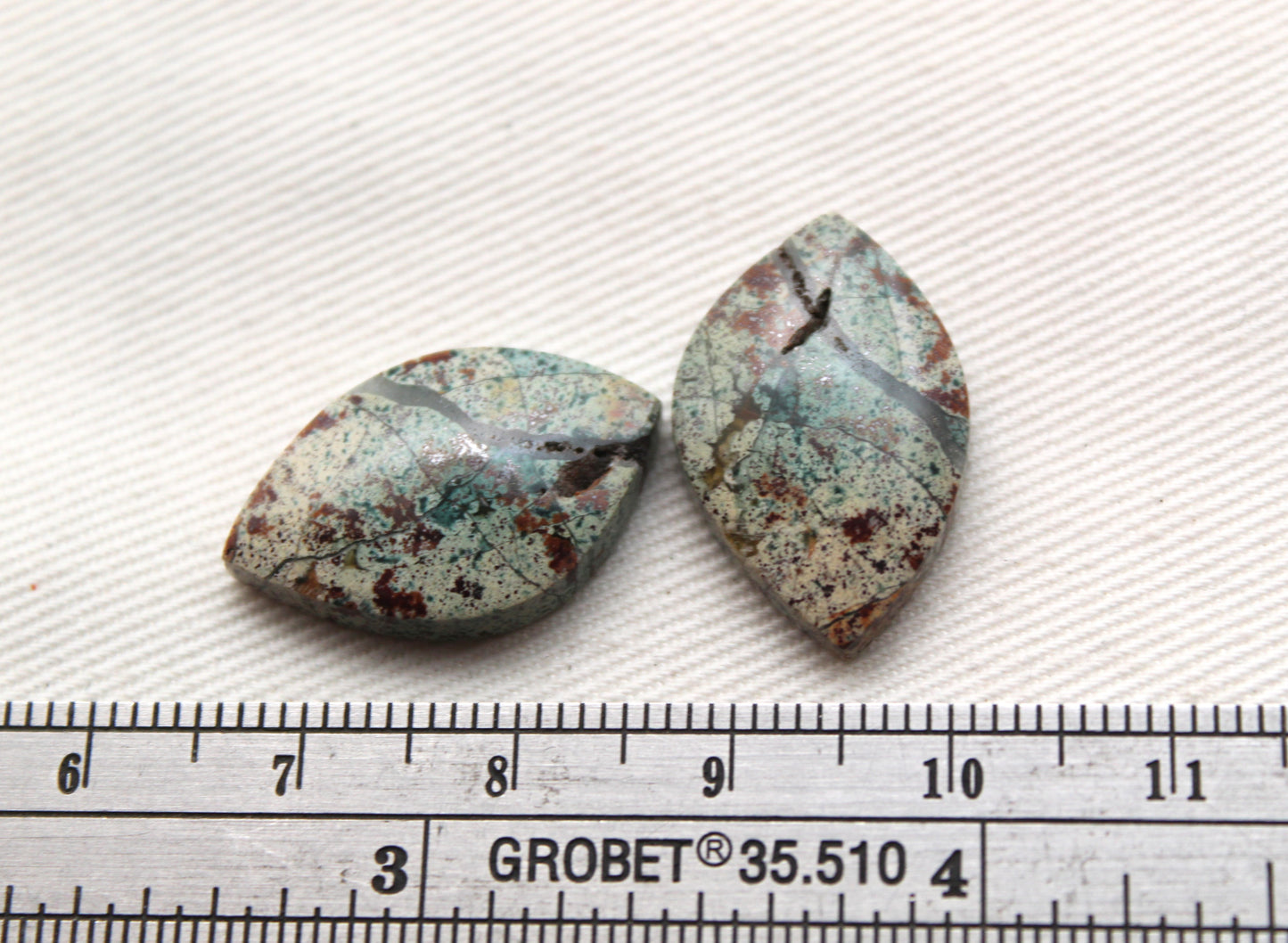 Small Morning Dew Jasper Cabochon Pair Gemstone Green