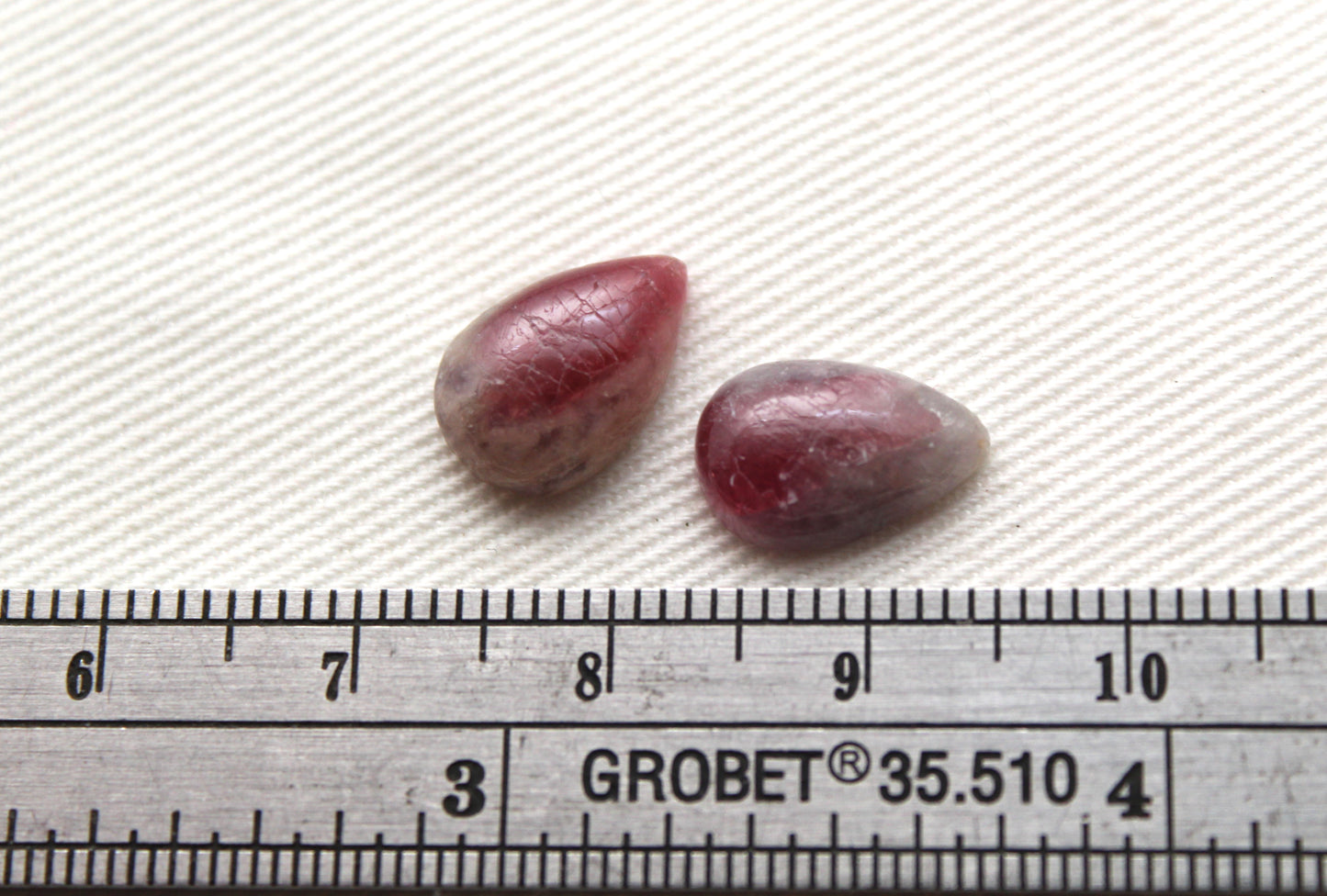 TWO pink Tourmaline pear Cabochon 8X12MM