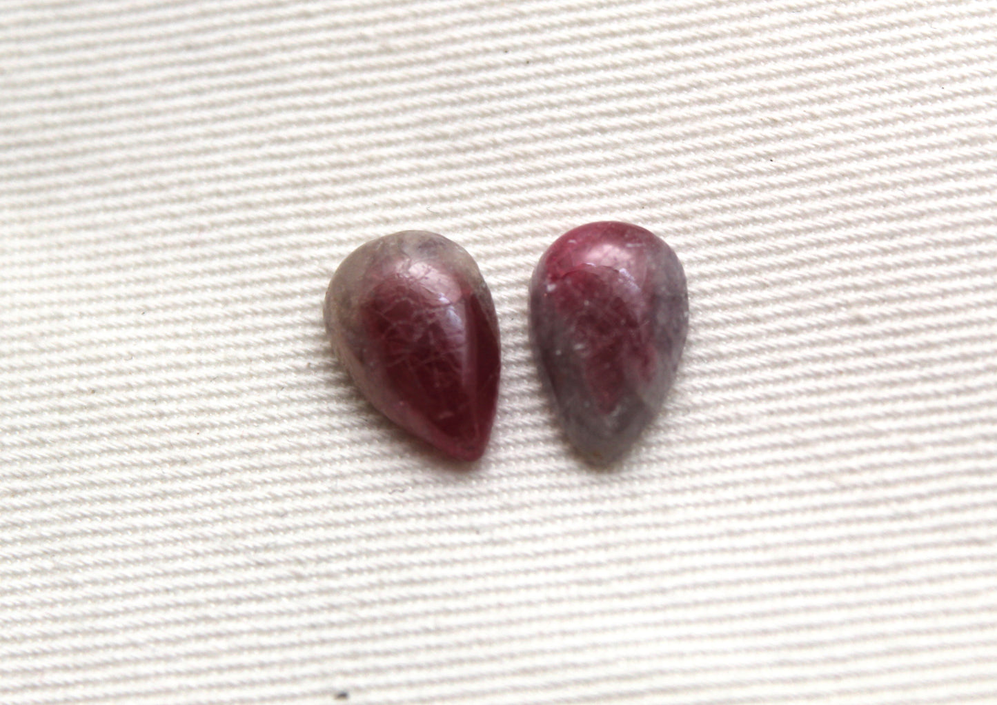 TWO pink Tourmaline pear Cabochon 8X12MM