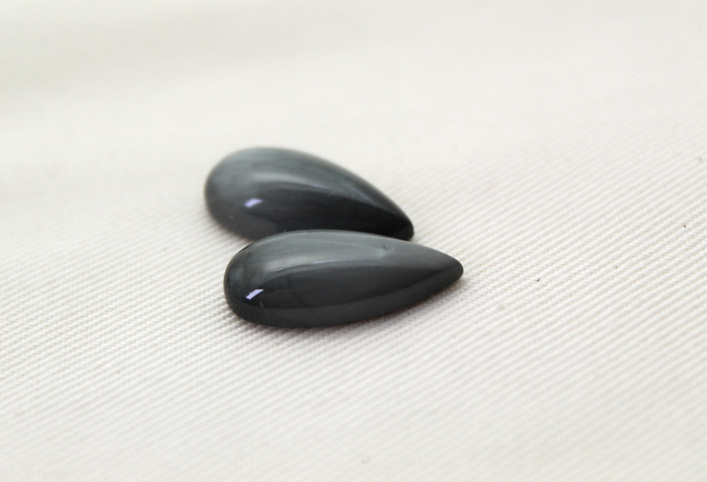TWO Toad eye cabochon Gemstone gray teardrop 20x10MM