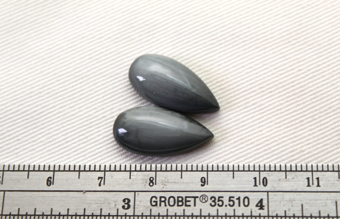 TWO Toad eye cabochon Gemstone gray teardrop 20x10MM