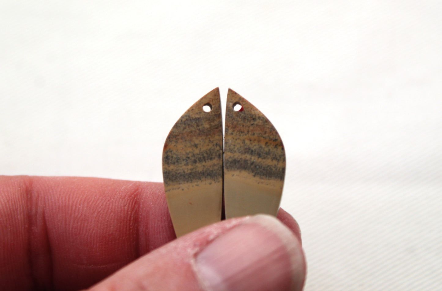 Pair of Indonesian Jasper Cabochons DRILLED