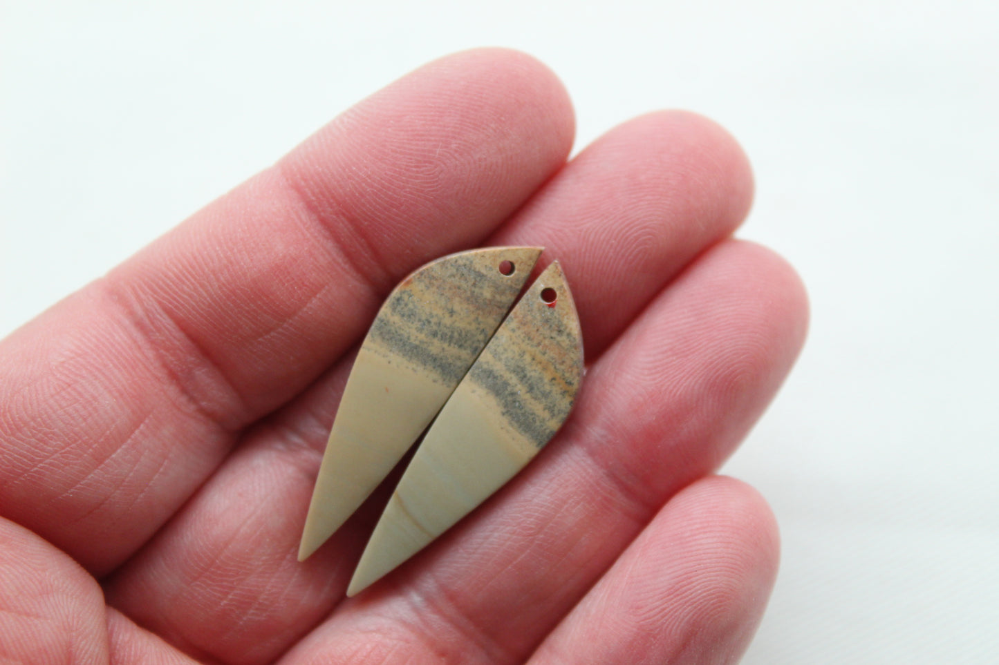 Pair of Indonesian Jasper Cabochons DRILLED
