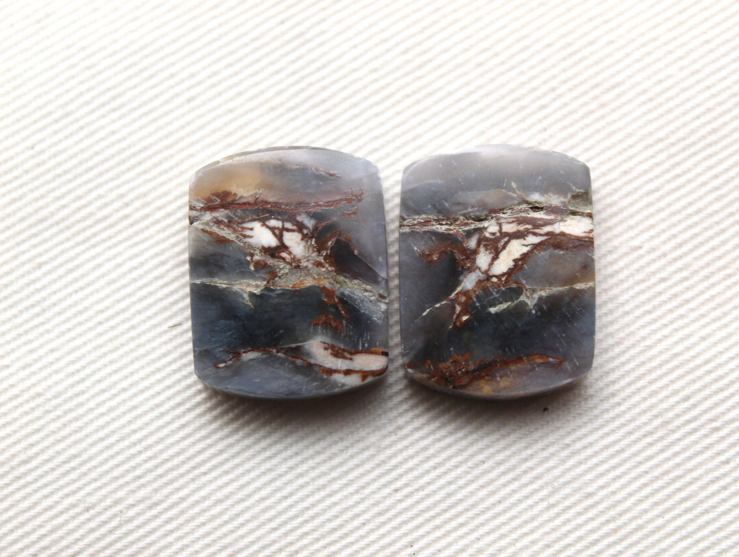 Small Crazy Chalcedony cabochons Pair purple freeform