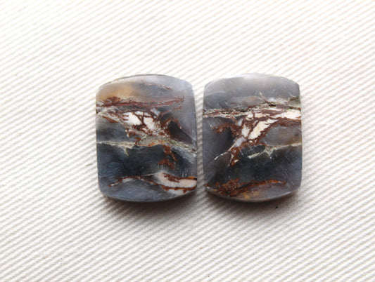 Small Crazy Chalcedony cabochons Pair purple freeform