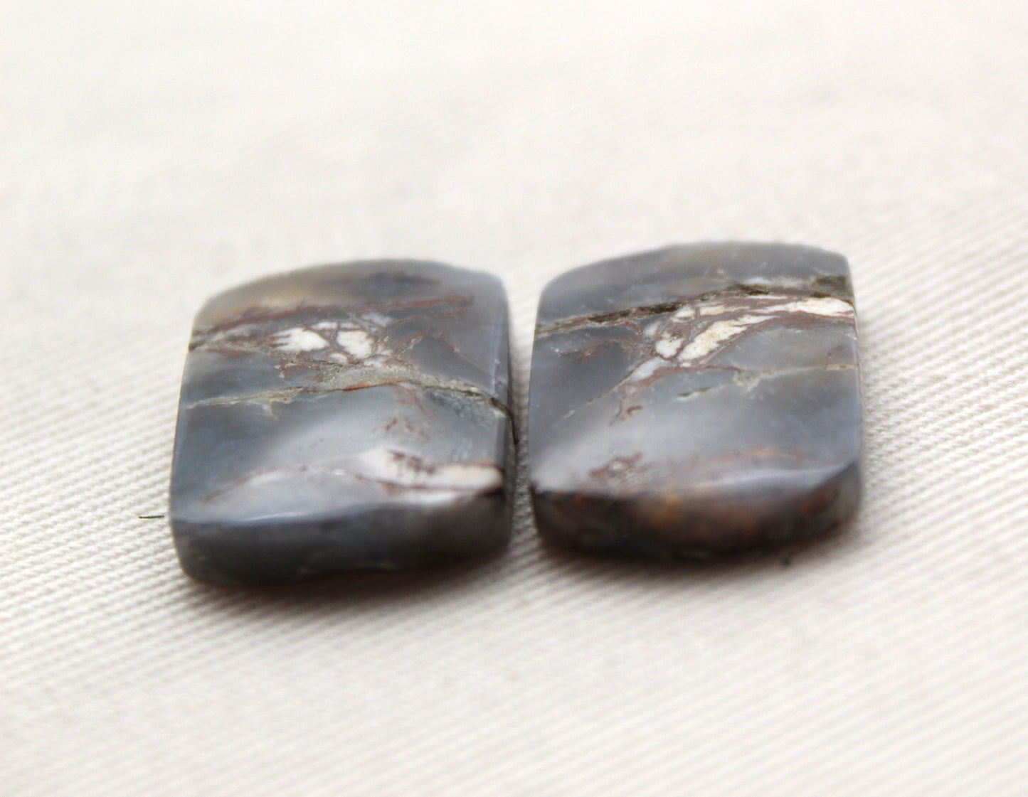 Small Crazy Chalcedony cabochons Pair purple freeform