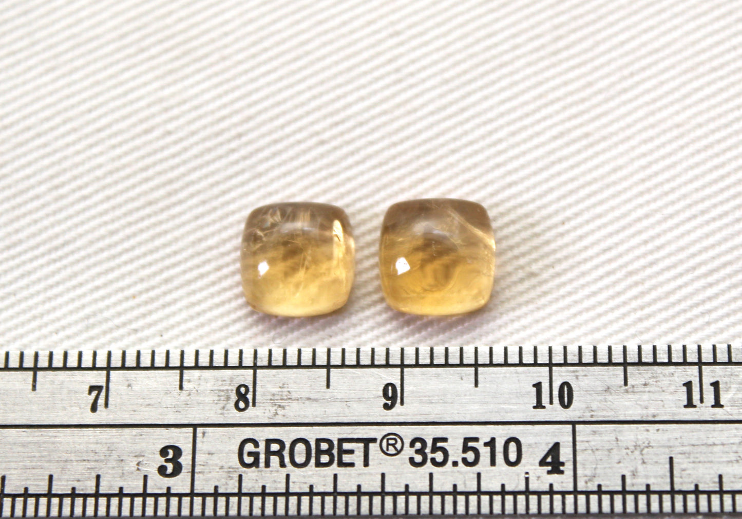 TWO square cushion Citrine cabochons 8MM gemstones