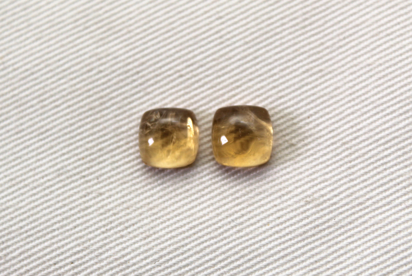 TWO square cushion Citrine cabochons 8MM gemstones