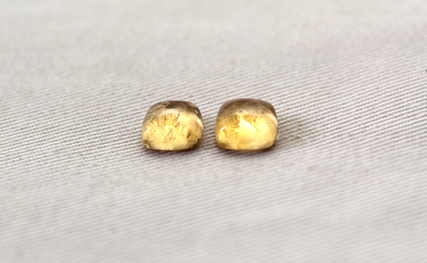 TWO square cushion Citrine cabochons 8MM gemstones