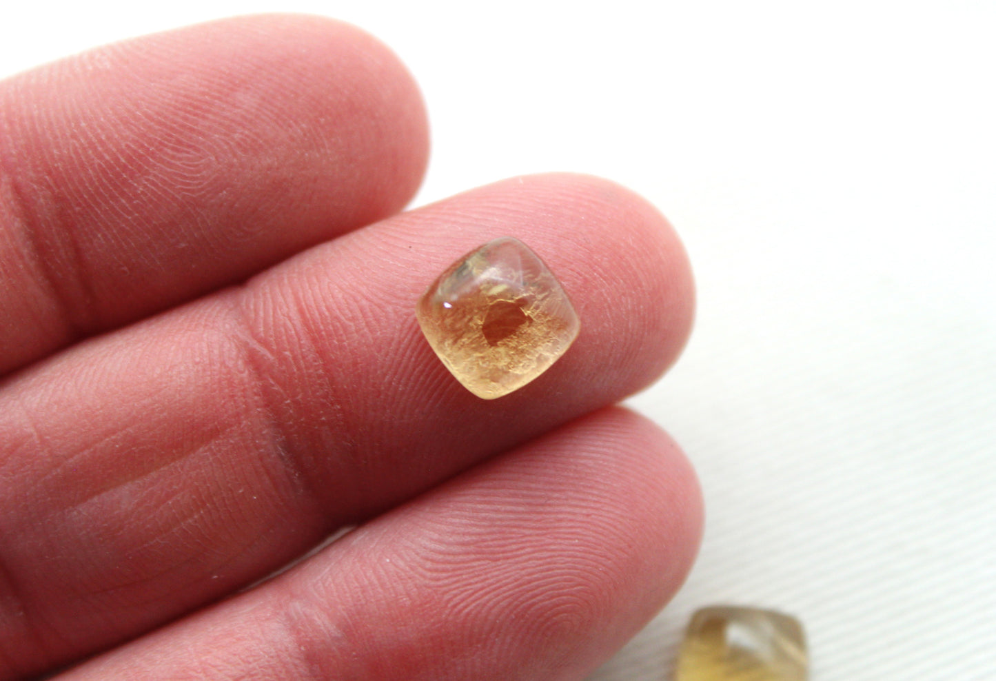 TWO square cushion Citrine cabochons 8MM gemstones