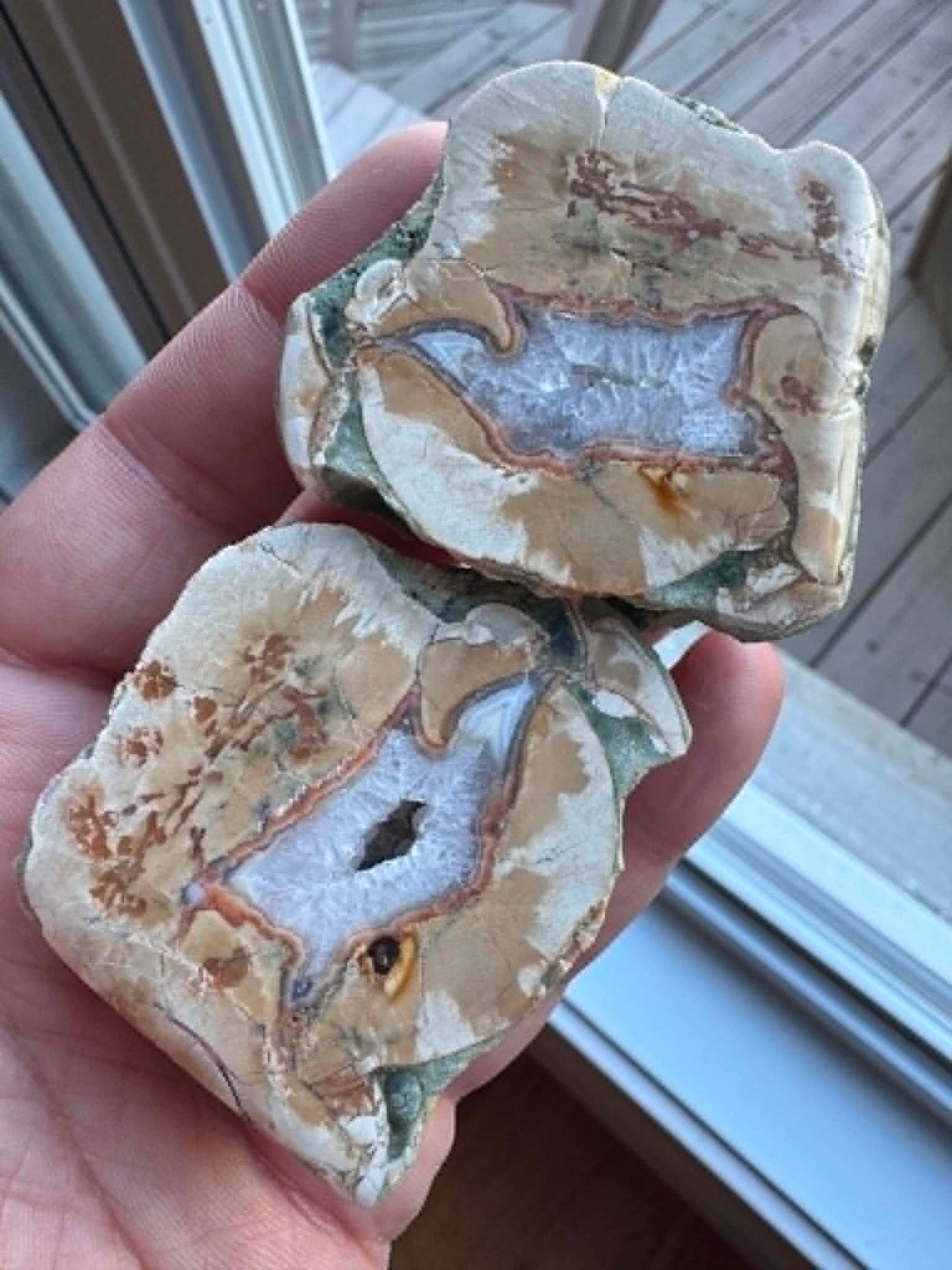 Natural Agate Nodule Mont Lyall Canada polished one face
