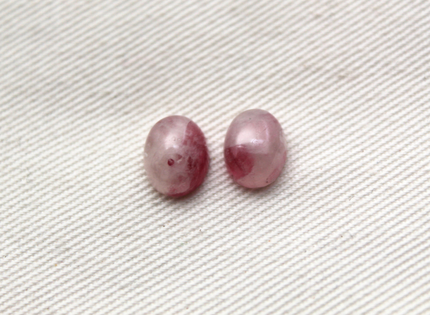 TWO Pink Tourmalines oval 7x9MM Cabochons.
