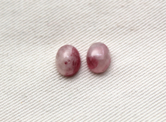 TWO Pink Tourmalines oval 7x9MM Cabochons.