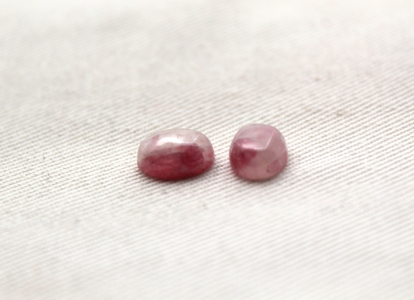TWO Pink Tourmalines oval 7x9MM Cabochons.