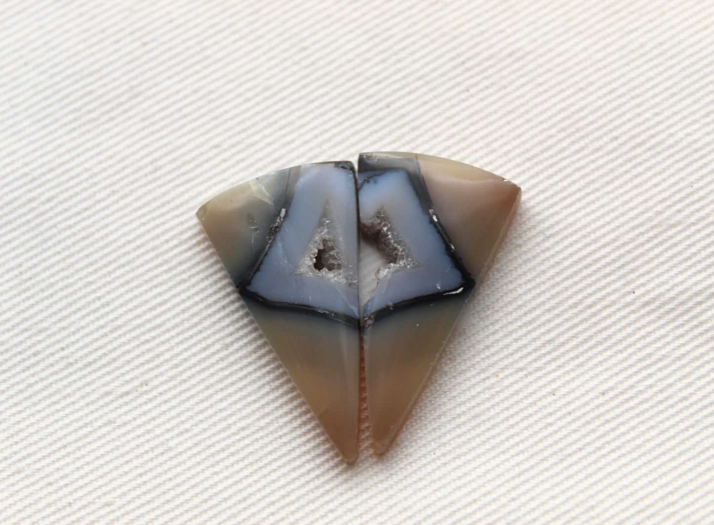 Pair Indonesian Timor Agate Cabochons gemstone natural trillion