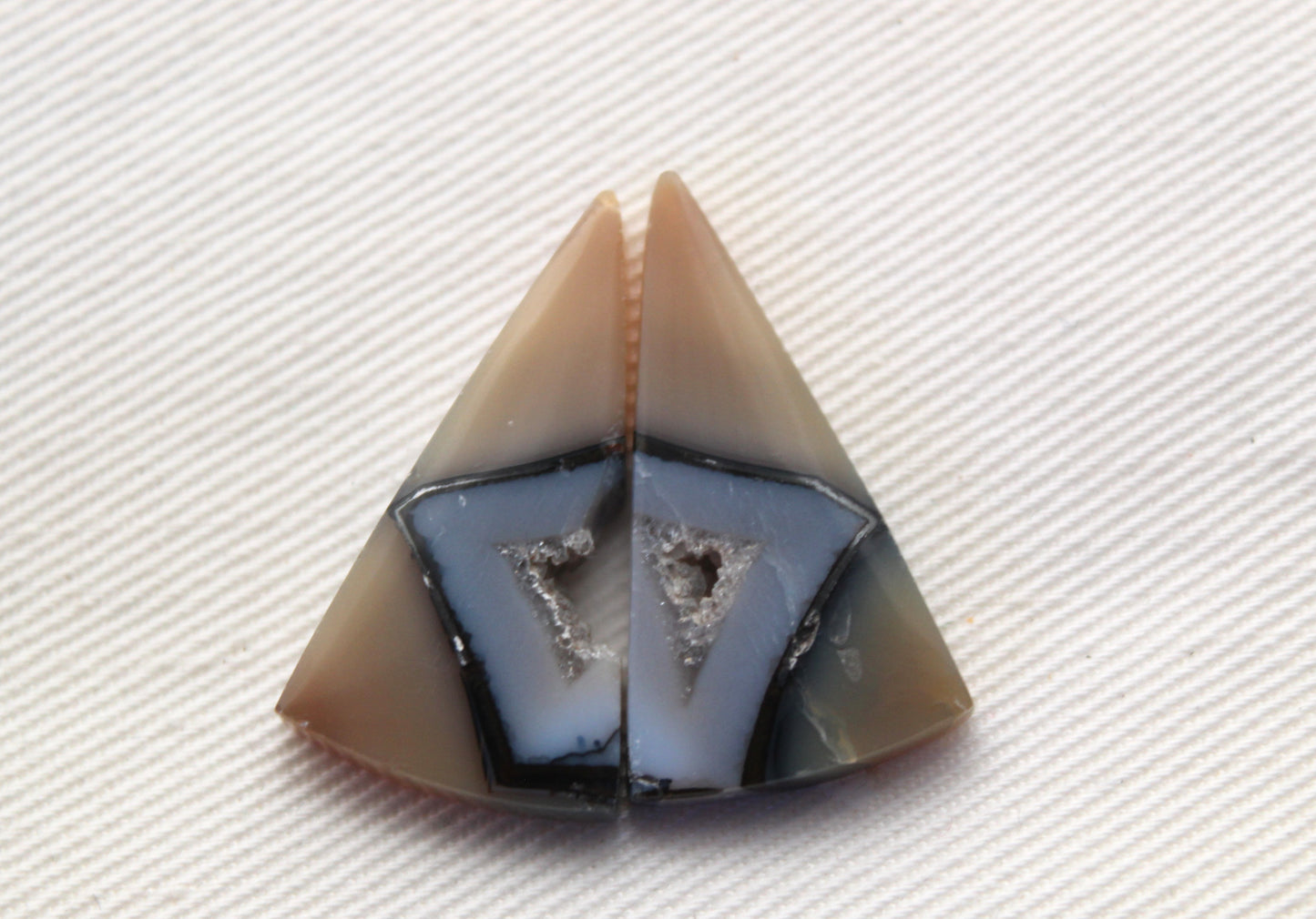 Pair Indonesian Timor Agate Cabochons gemstone natural trillion