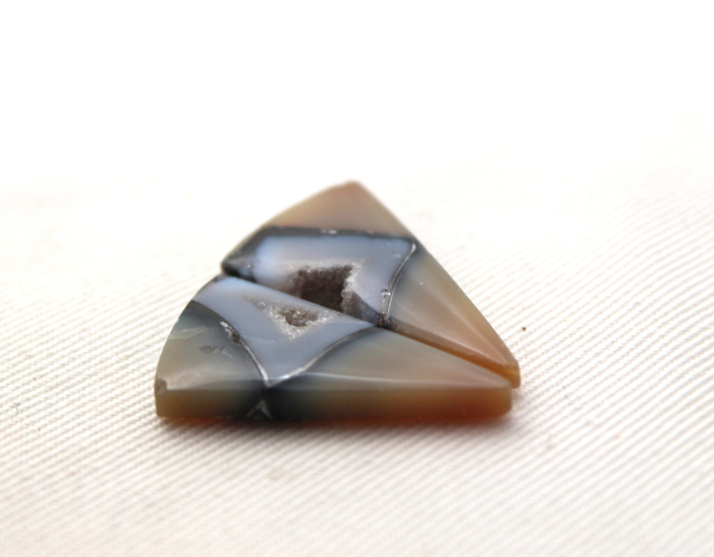 Pair Indonesian Timor Agate Cabochons gemstone natural trillion