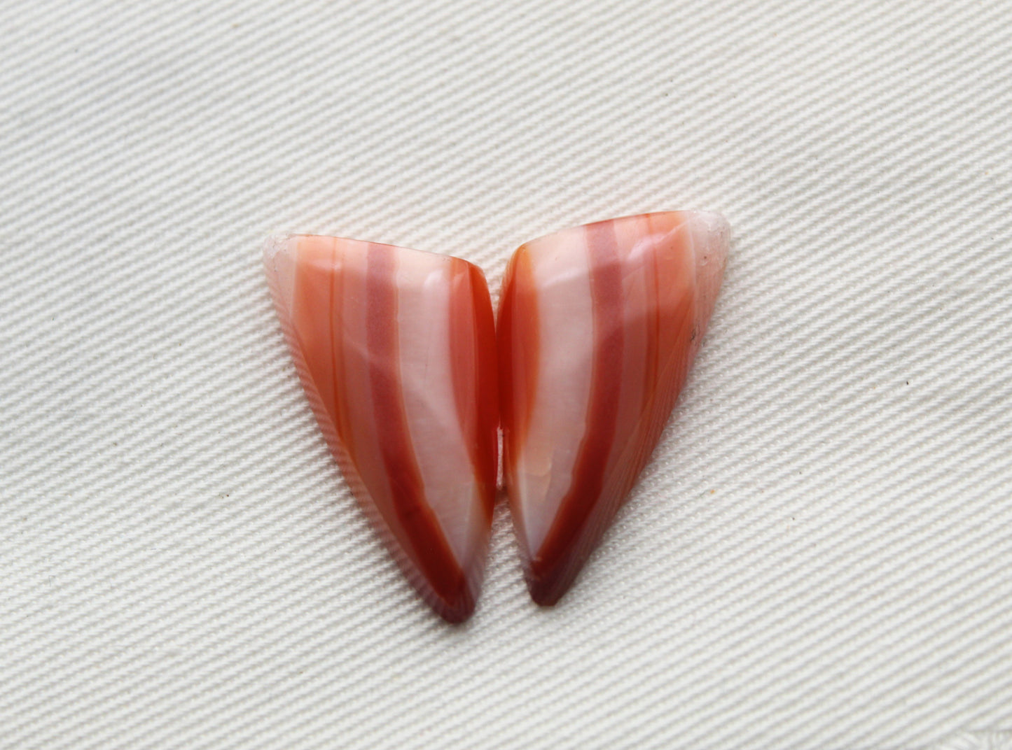 Banded Agates Cabochons pair Gemstone orange