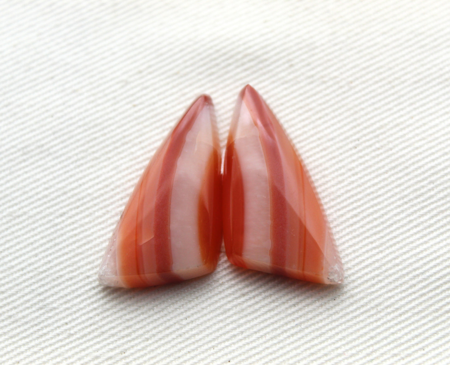 Banded Agates Cabochons pair Gemstone orange