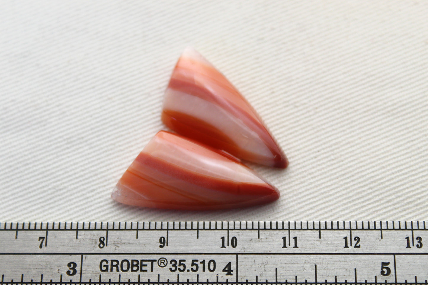 Banded Agates Cabochons pair Gemstone orange