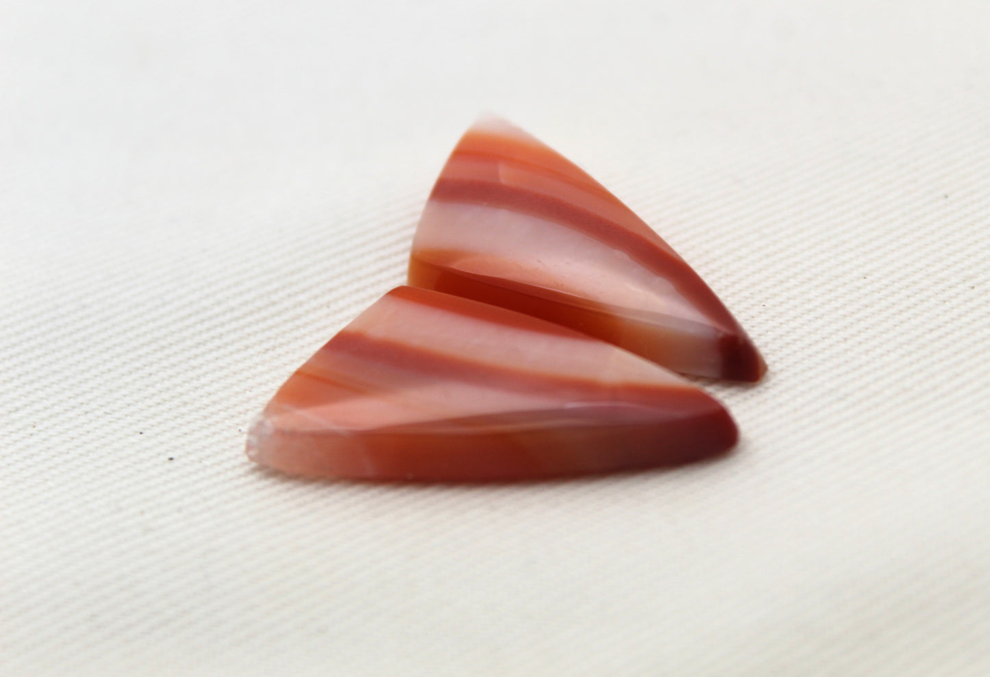 Banded Agates Cabochons pair Gemstone orange