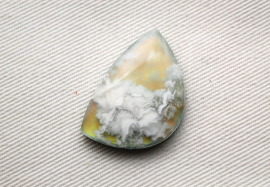 Indonesian Agate Plume DOUBLET Cabochon Gemstone freeform yellow