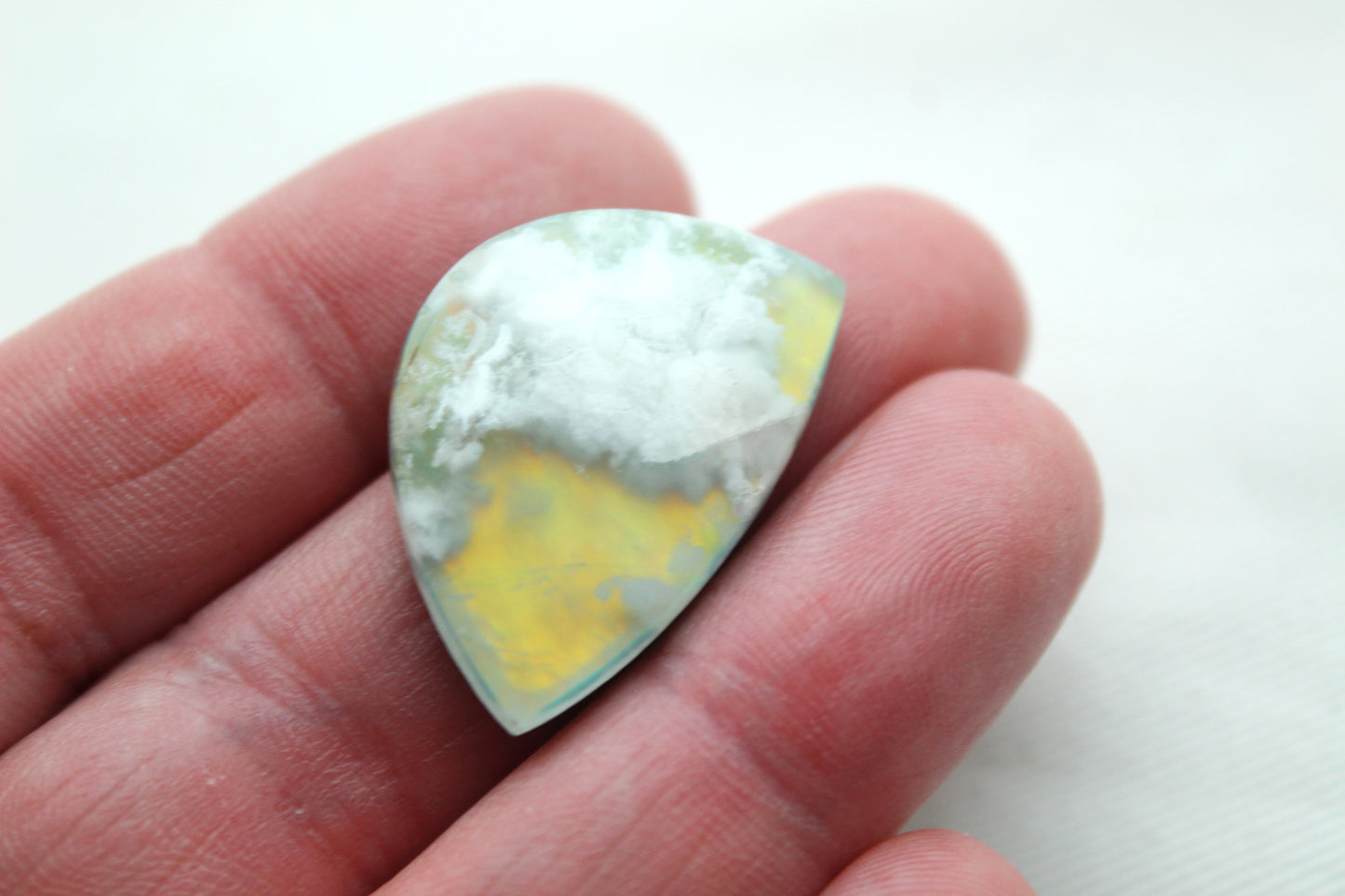 Indonesian Agate Plume DOUBLET Cabochon Gemstone freeform yellow