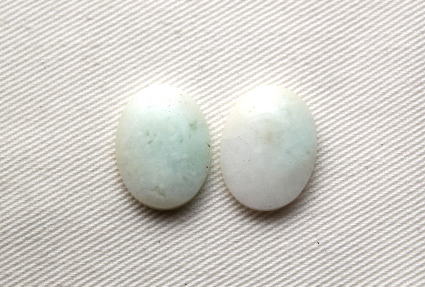 Small pair Chrysocolla Cabochons Light Blue Gemstone Oval