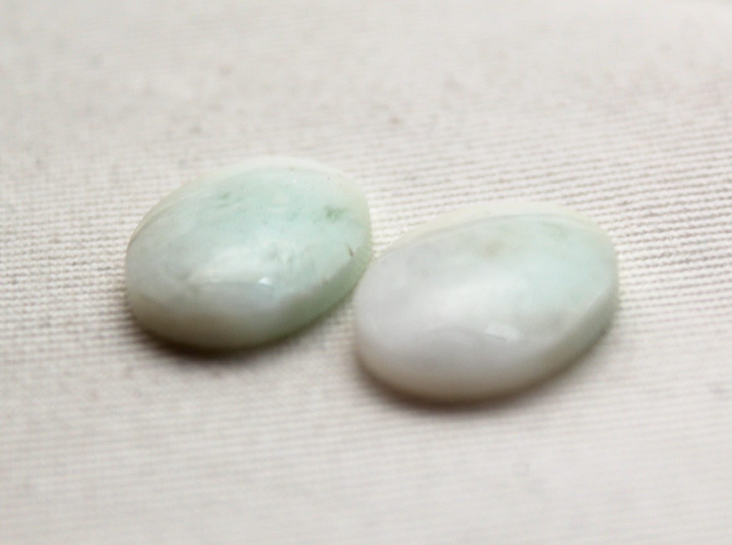 Small pair Chrysocolla Cabochons Light Blue Gemstone Oval