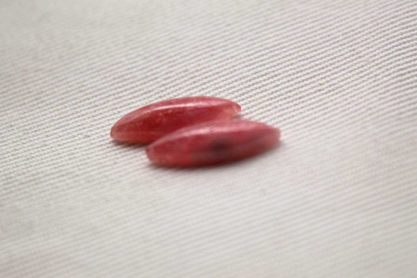 TWO Rhodocrosite cabochons Gemstones pink white Marquise 15X5MM